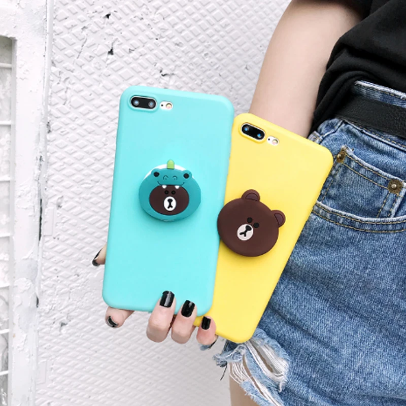 3D oso titular de soporte anillo agarre funda suave paraiPhone 5 5S SE 6 6s 6plus plus 7 8 7plus8plus x xs xr xsmax mobi |