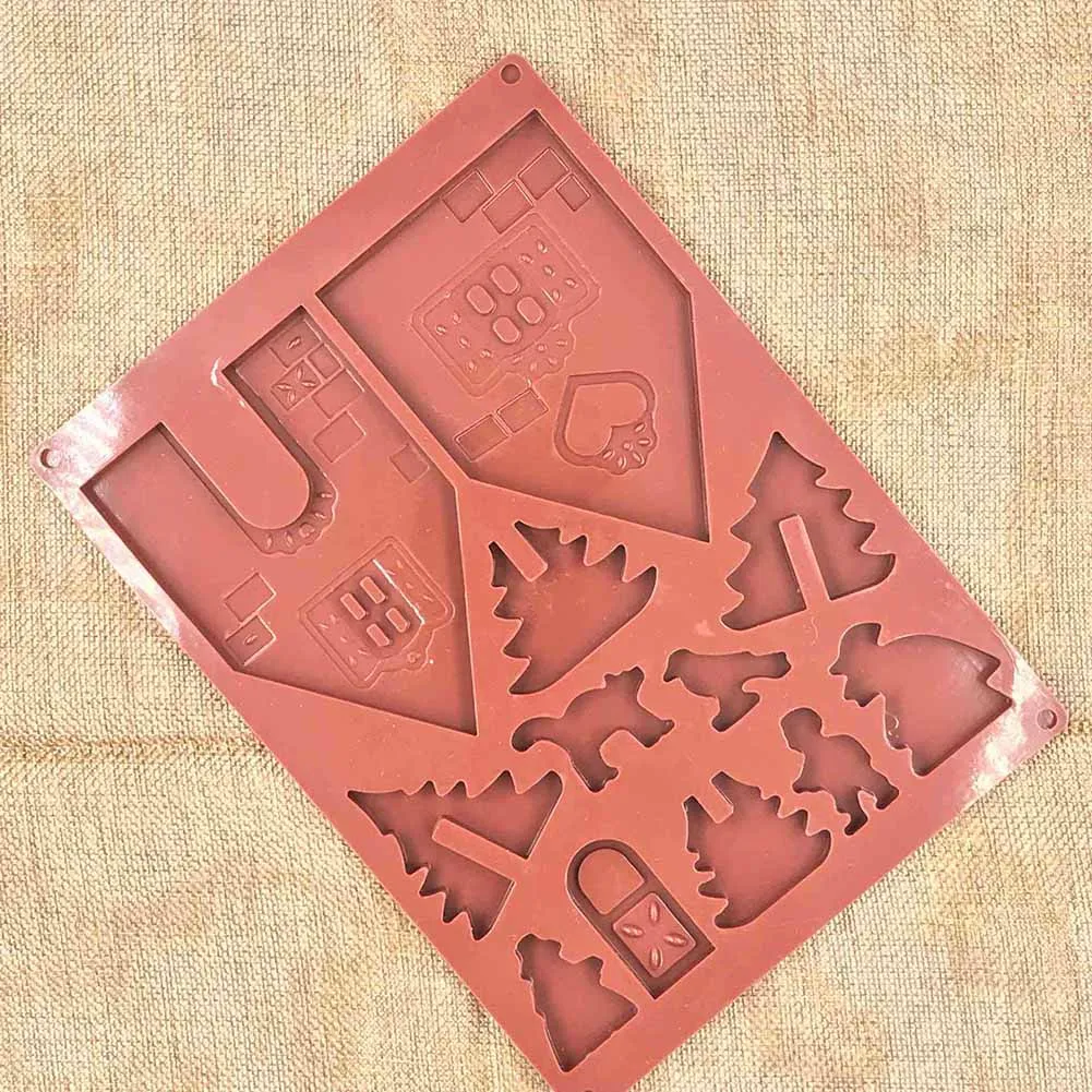 

2 Pcs/Set 3D Christmas Gingerbread House Silicone Mold Chocolate Cake Mould DIY Biscuits Baking Tools HFing