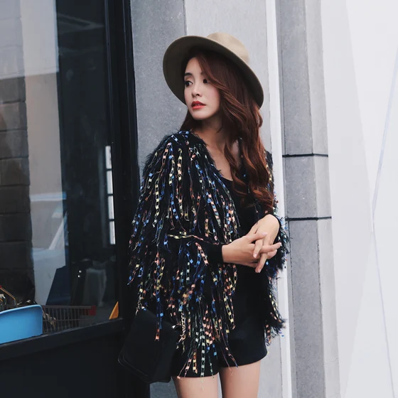 Autumn tassel Sweater Women long sleeve knitted Cardigans |