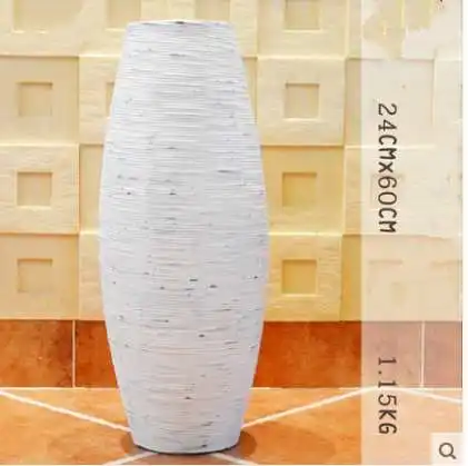 Small 60x24cm Китайская белая и коричневая серая бамбуковая напольная ваза, большая ручная работа, большой домашний декор, цветочный горшок для свадебного украшения, напольная ваза - Цвет: Small 60x24cm