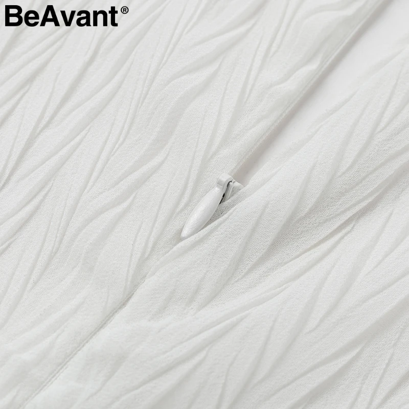 Женское вечернее платье с оборками BeAvant белое Повседневное длинным рукавом