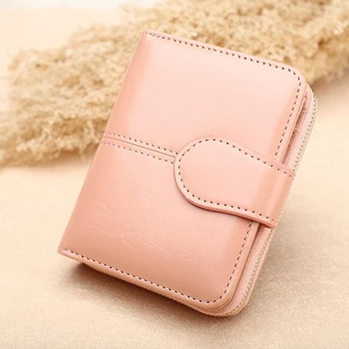 Pink Роскошный брендовый кожаный маленький кошелек, Женский мини-клатч, короткий кошелек, кошельки, Женский кошелек на молнии, Карманный держатель для карт, кошельки, waman - Цвет: Pink