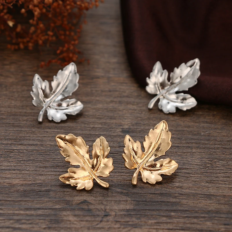 Yhpup Small Zinc Alloy Leaf Stud Earrings Charms Golden Statement Fashion Stylish Pendientes Mujer Moda 2019 Wedding | Украшения и
