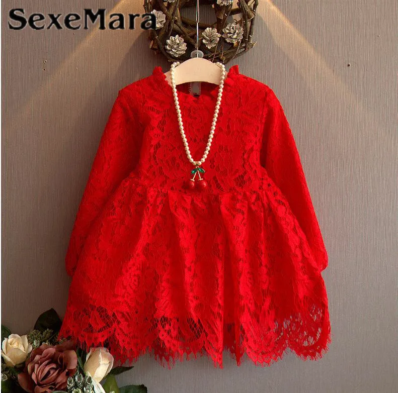 Sexemara/платье с длинными рукавами для девочки Новинка 2017 года осенние платья