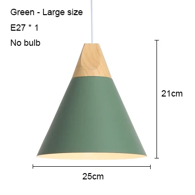 Green 250mm no bulb Светодиодный подвесной светильник s современный подвесной светильник для столовой деревянный скандинавский светильник красочный подвесной светильник для ресторана кофе спальни E27 светодиодный светильник - Цвет корпуса: Green 250mm no bulb