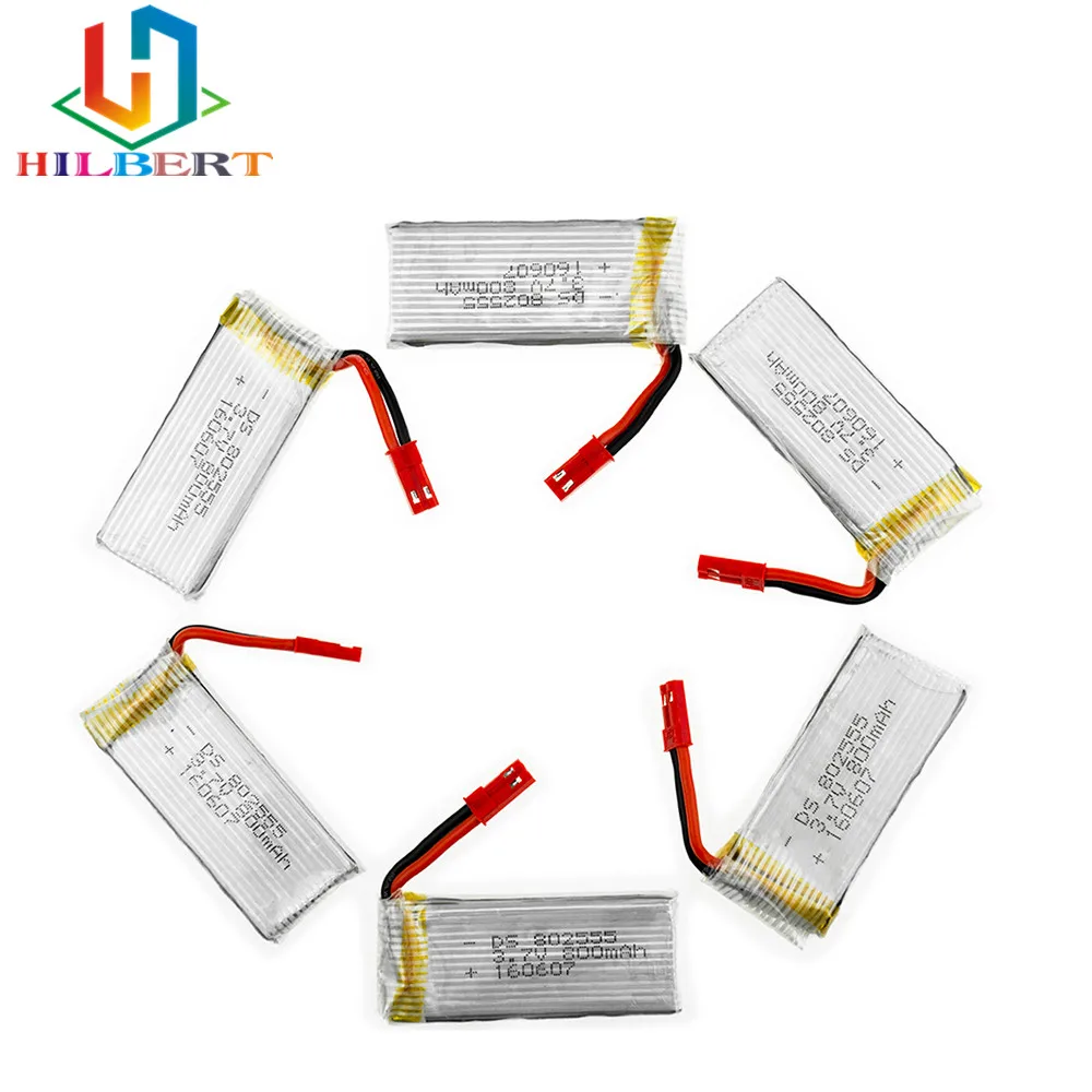 6 шт. 3 7 в 800 мАч 802555 lipo батарея TK110HW RC H12C H12W JXD 509 509W 509G Радиоуправляемый Дрон