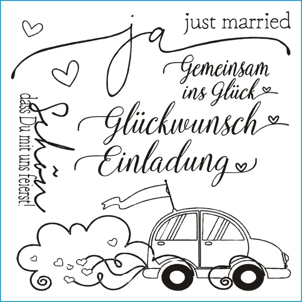 Прозрачный силиконовый штамп для свадебного автомобиля/печать сделай сам