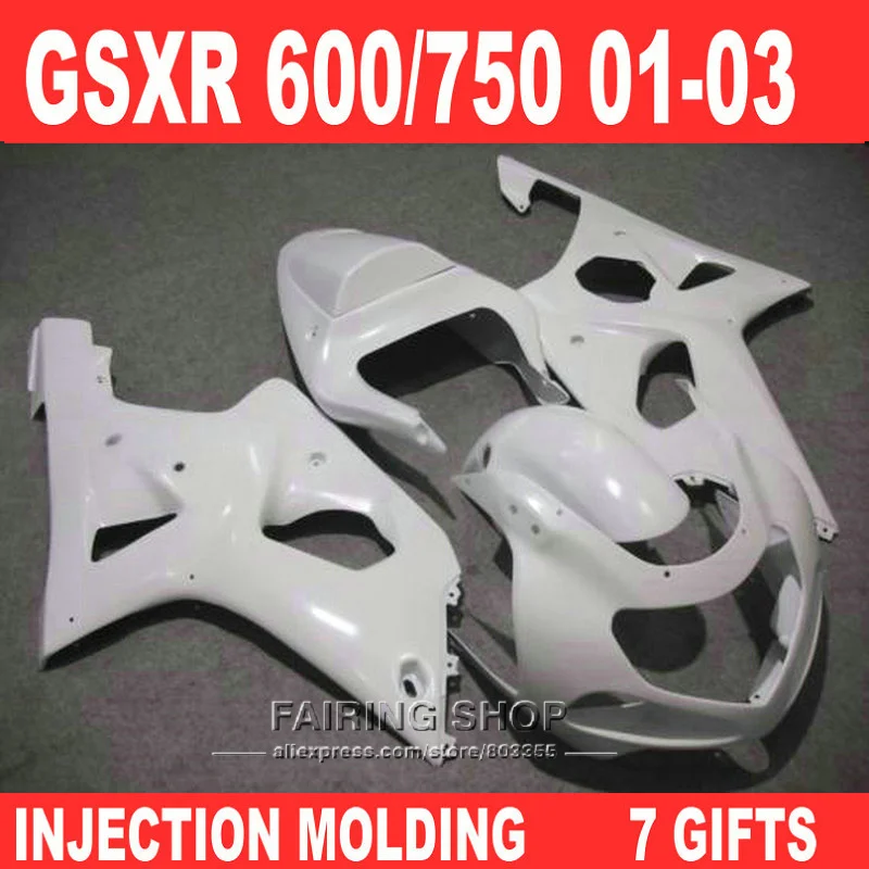 

100%fit for Suzuki gsxr600 Fairing kit 750 2001 2002 2003 ( Pure white) 01 02 03 Injection molding fairings EMS free n51