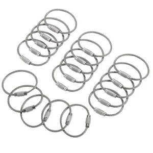 10 шт. 1,52 мм EDC брелок бирка веревка из нержавеющей стали проволока кабель петля винт устройство блокировки Кольцо Брелок Круг лагерь ручной инструмент набор