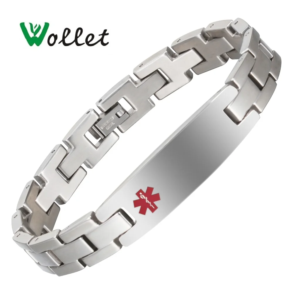 

Wollet Jewelry Medical Logo Alert ID Bracelet Bangle For Men Women Stainless Steel Silver Color Health