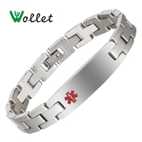 wollet jewelry medical logo alert id bracelet bangle for men women stainless steel silver color health