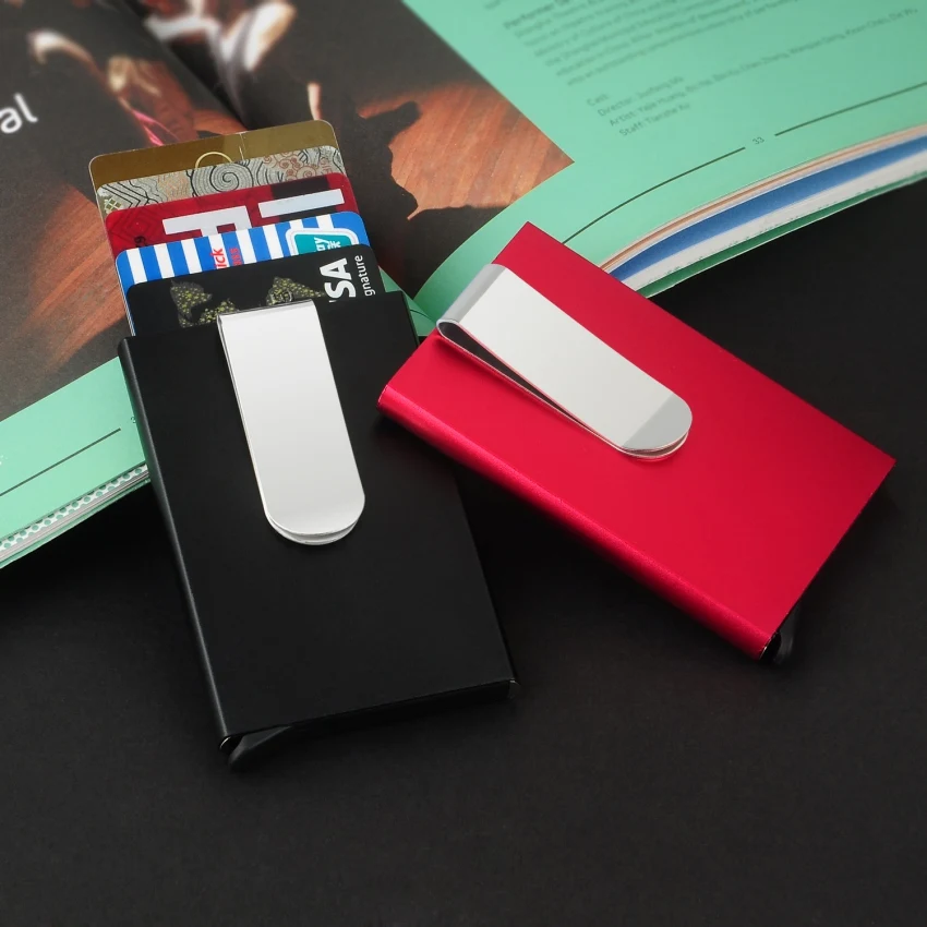 

Travel Card Wallet Automatic Pop Up ID Credit Card Holder Business Card Case Clip Stainless Steel for Men Women Business Case