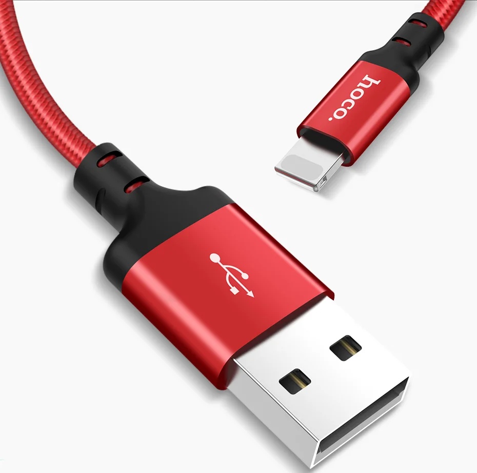 HOCO для нейлона 2A Быстрый кабель USB зарядное устройство Шнур USB кабель для зарядки для Apple iPhone Xs Max XR X 7 6 s 6s Plus 1 м/2 м
