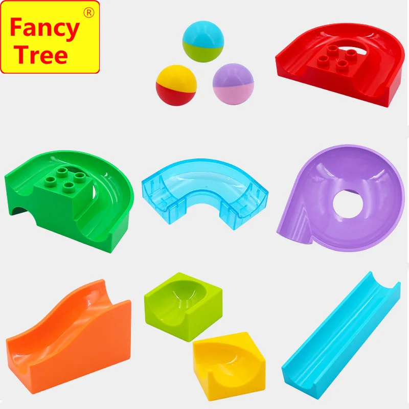 Большие строительные блоки slideway Ball Maze Racing Run Track bricks аксессуары Совместимость Duplo
