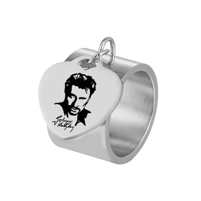 Кольцо для мужчин с надписью «Johnny Hallyday», титановые Ювелирные изделия, мужские кольца из нержавеющей стали в стиле панк, золотые серебряные обручальные кольца для женщин - Цвет основного камня: No.1
