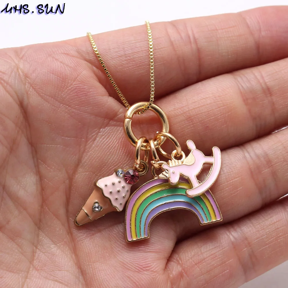 Модное ожерелье MHS.SUN с подвесками в виде радужного сердца и морской звезды