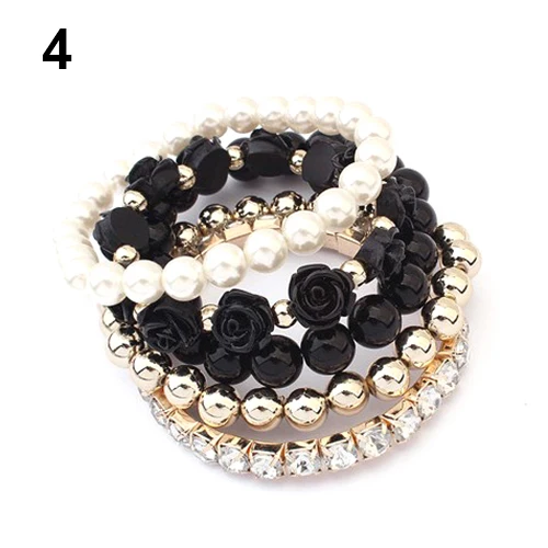 Bluelans Акриловые Розы Круглый Перлы Faux Сияющий Rhinestone Кристаллическое Эластичный