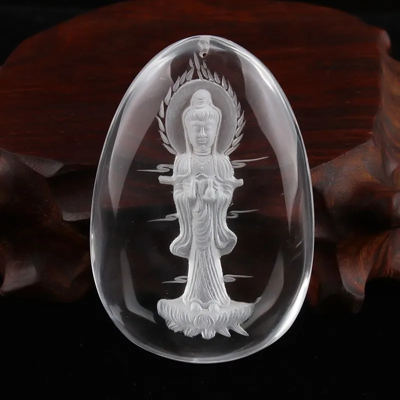 Аутентичные Природный кристалл кулон ожерелье стерео Гуаньинь Для мужчин и горе