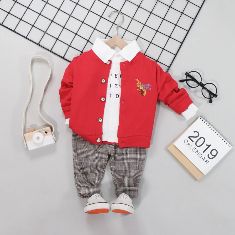 Комплекты одежды для маленьких мальчиков 0-4 лет Детский кардиган + рубашка штаны