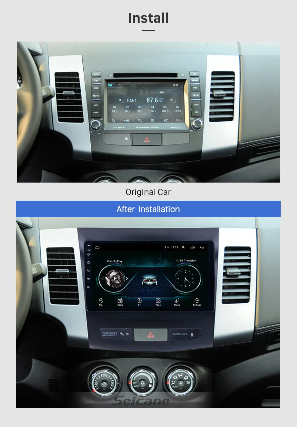Seicane " Android 8,1 2Din автомобильный gps мультимедийный плеер для MITSUBISHI Outlander 2006 2007- аудио поддержка 1080P радио SWC DVR