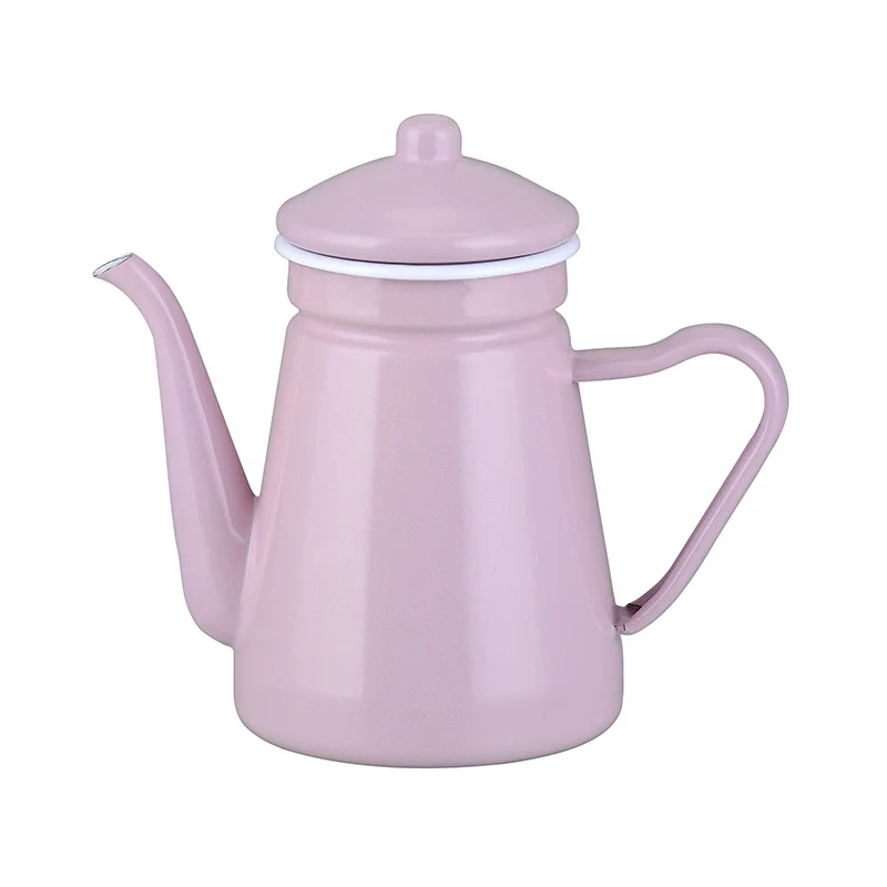 pink 0.9L Чайник эмалированный горшок Waterkoker чайный горшок винтажный домашний декор - Цвет: pink 0.9L