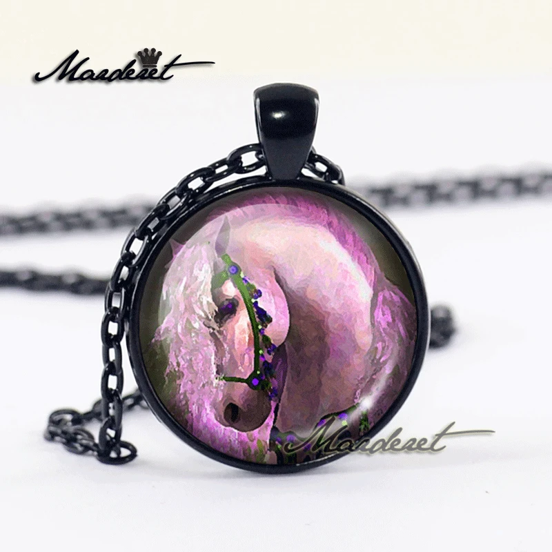 Maderet Hose Glass Cabochon Necklace Handmade Jewelry Dome Art Round Retro Pendant | Украшения и аксессуары