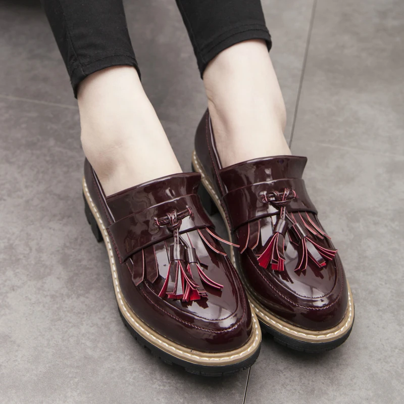 Женские туфли-оксфорды Teahoo с кисточками женская обувь без застежек из