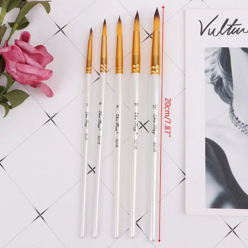

5pcs Professional Painting Brushes Set Acrylic Oil Watercolor Paint Brush Drawing Tool Art Supplies