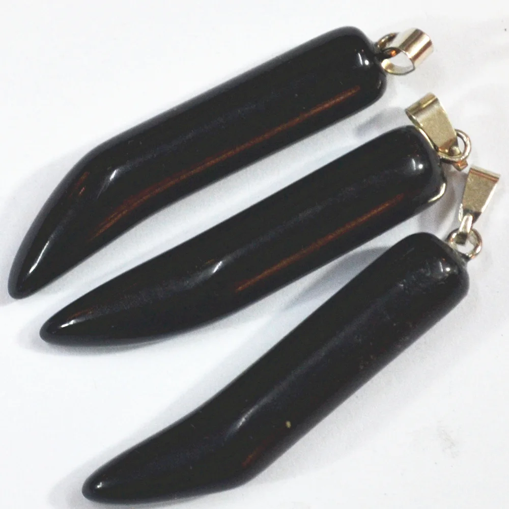Новые модные черные Ониксовые подвески из натурального камня амулеты Ox horn chilli