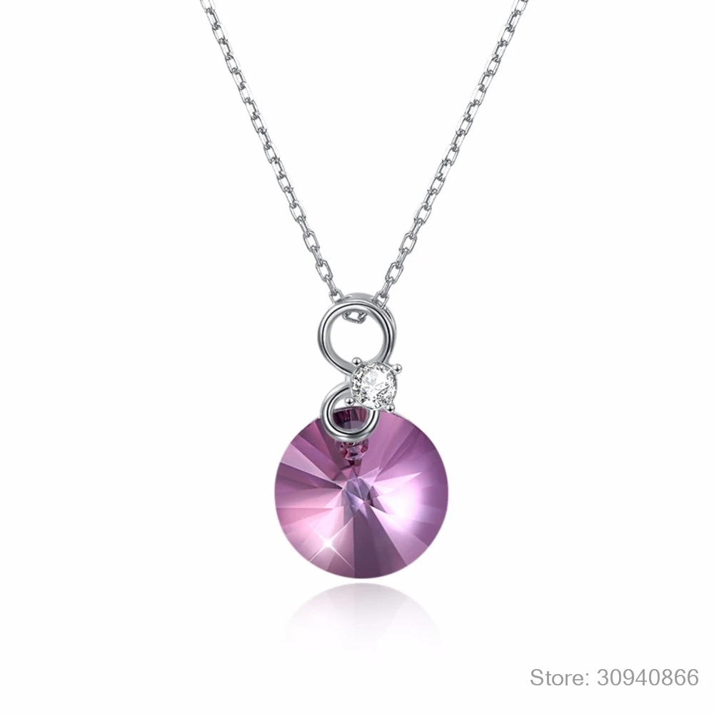 Ожерелье LEKANI с кристаллами Swarovski 925 женское ожерелье Модное Элегантное шикарное ювелирное изделие белого розового синего цвета