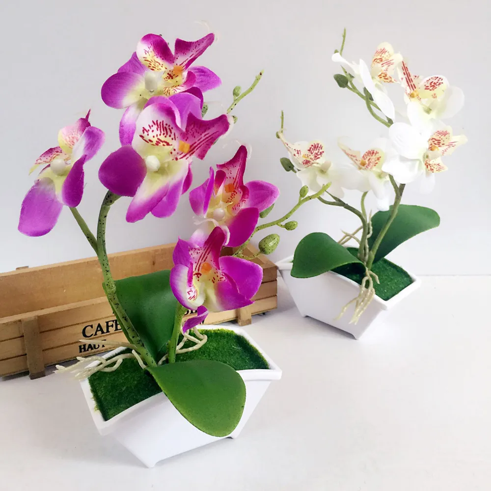 Aritificial цветы для домашнего декора двойные вилки бабочка саженец орхидеи