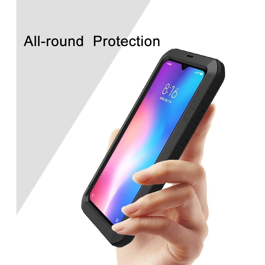 Love Mei Алюминиевый металлический силиконовый чехол для Xiaomi Mi 9 противоударный сверхпрочный защитный чехол