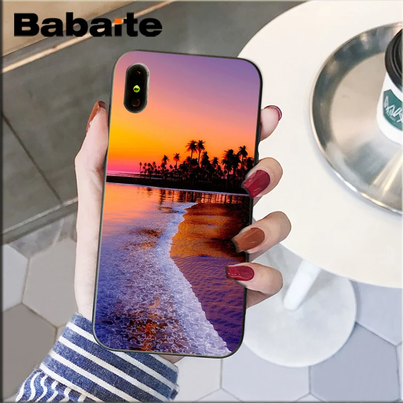 Babaite Summer popular Beach Ocean Coconut Trees Black Phone Cover for iPhone8 7 6 6S 6Plus X XSMAX 5 5S SE XR 11 11pro 11promax | Мобильные