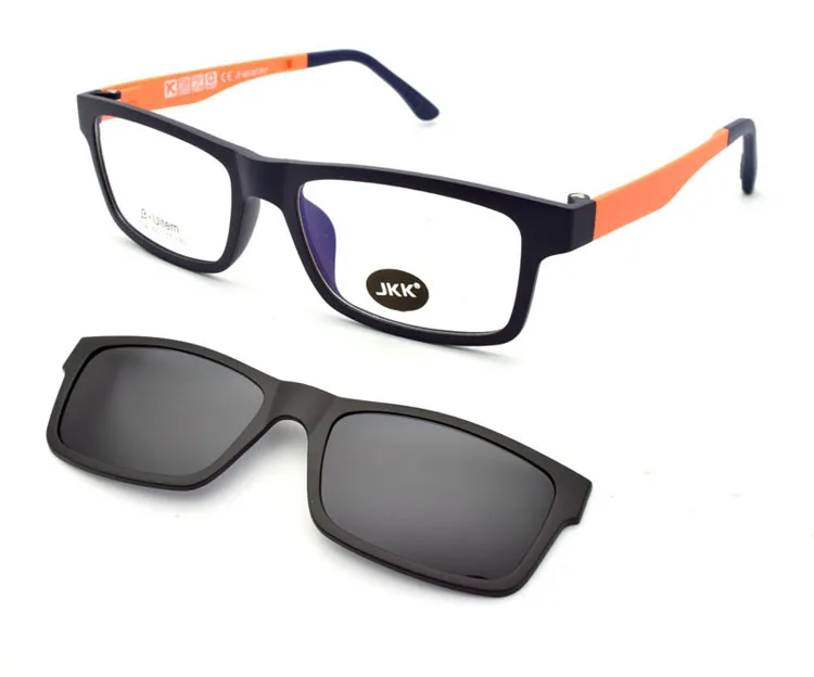 Black orange Full Frame Male and Female myopia Glasses Magnet Clip Small Size Eyeglasses 50 Sand Black Polarizing Sunglasses JKK104 - Цвет оправы: Black orange