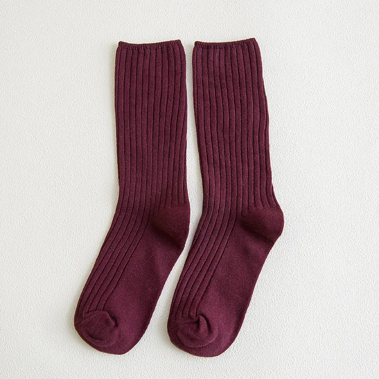 7 New Arrive Harajuku Retro Women Cotton Loose Socks for Autumn Winter In Tube Korean Pure Color Yellow Designer Christmas Cute - Цвет: 7