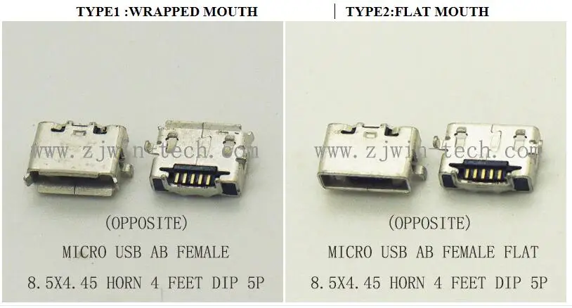 1000 шт. разъем Micro USB типа AB гнездовой для зарядки телефона 8 5x4 45 Oppoisite рожковый