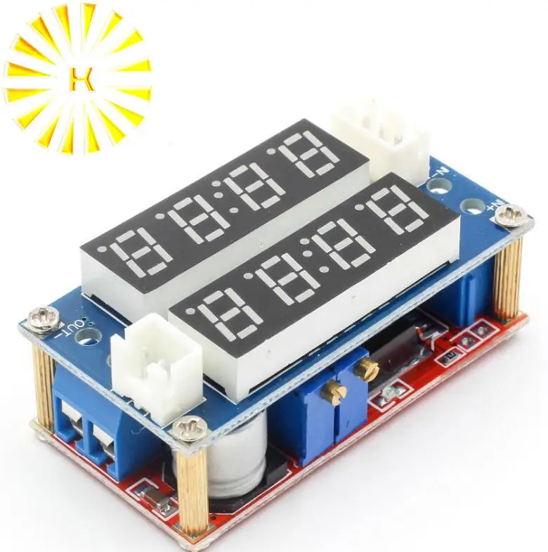 2 in 1 XL4015 5A Adjustable Power CC/CV Step-down Charge Module LED Driver Voltmeter Ammeter Constant current voltage Connector |