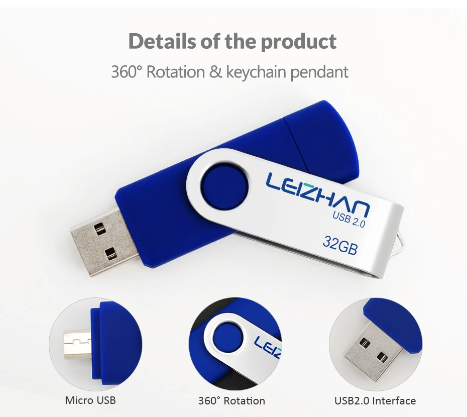 LEIZHAN микро OTG USB флэш-накопитель 4 ГБ 8 ГБ 16 ГБ 32 ГБ 64 ГБ 128 г USB 2,0 карта памяти Флешка Android телефон Фотостудия