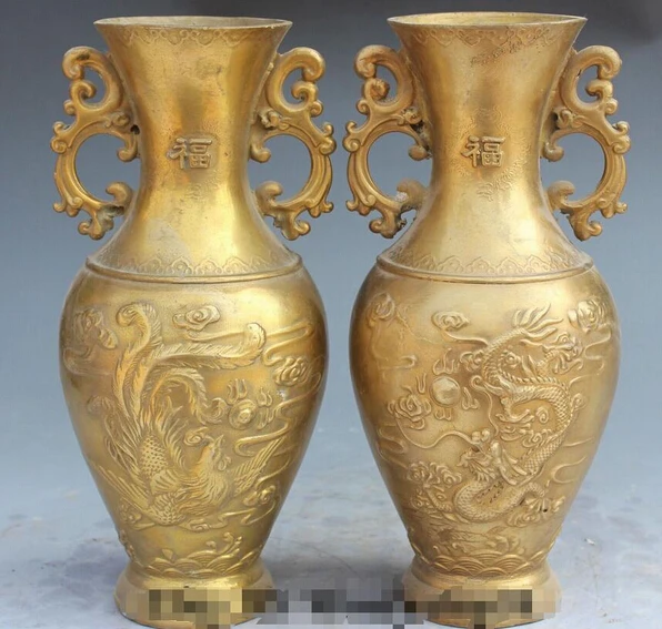 SUIRONG1129 + 9 &quotКитайский дракон феникс птица играть шарик цветок бутылка ваза пара -