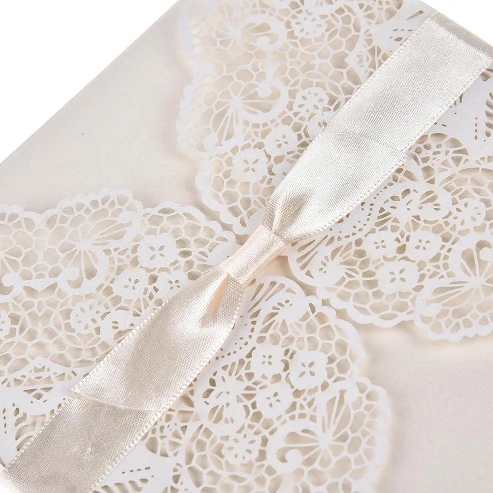 10 шт./лот белый полый лазерный разрез свадебные приглашения элегантные для