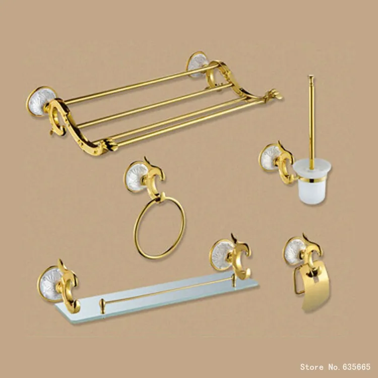 Роскошная антикварная художественная Золотая вешалка для ванной комнаты набор