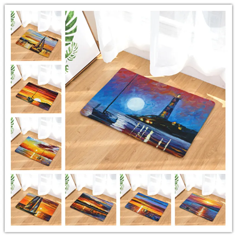 2017 живопись маслом работы Печать ковры Нескользящие кухонные коврики для дома