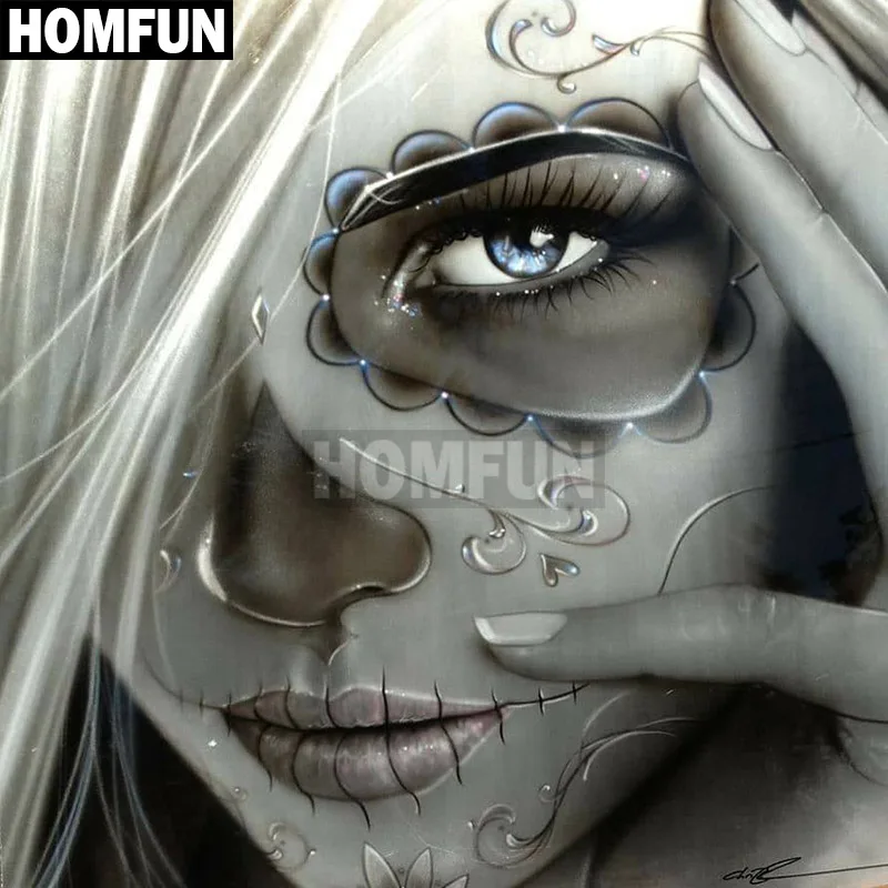 Картина для алмазной вышивки HOMFUN череп Женский алмазная вышивка с