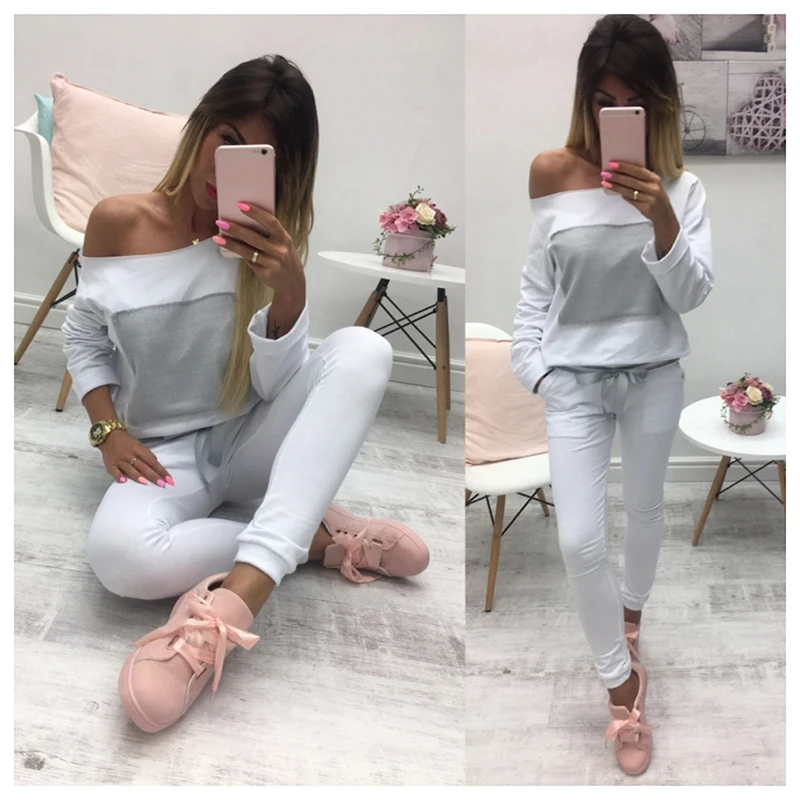 Повседневный простой Женский комплект из 2 предметов Спортивная женская одежда