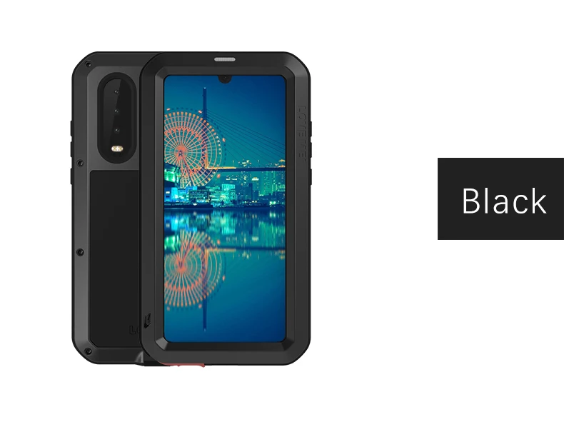 LOVE MEI металлический алюминиевый для huawei P30/P30 Pro/p30 Lite сверхмощный противоударный водонепроницаемый Мощный защитный чехол - Цвет: Черный