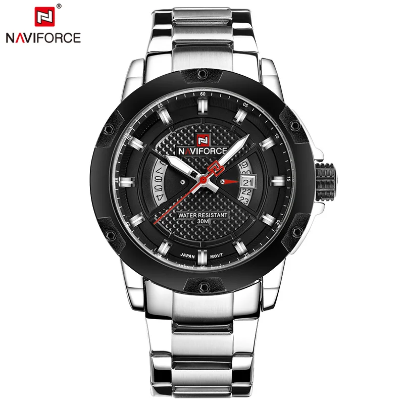 SB NAVIFORCE Лидирующий бренд Мужские часы Роскошные мужские часы из нержавеющей стали Кварцевые часы Аналоговые водонепроницаемые спортивные армейские военные часы - Цвет: SB