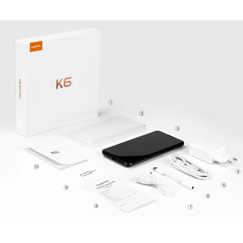 Отремонтированный Oukitel K6 6 0 ''Face ID ГБ Оперативная память 64 Гб Встроенная MTK6763 Octa