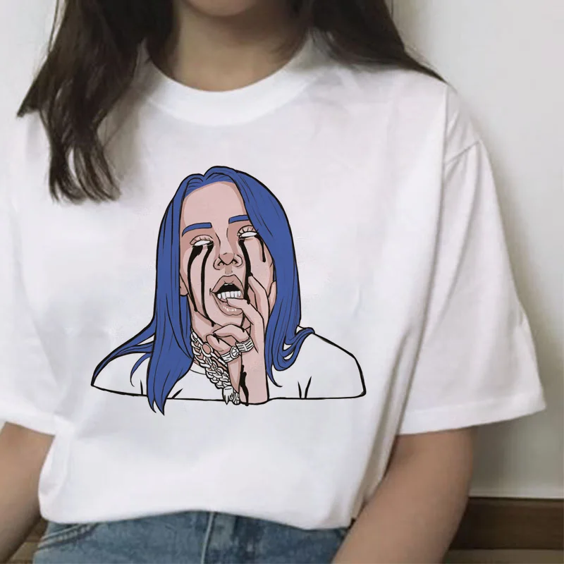 Billie eilish Футболка женская хип-хоп топы Новая забавная модная футболка harajuku ulzzang 90s гранж уличная футболка Повседневная Женская