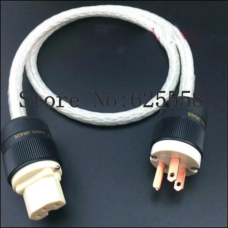 2M Free Shipping HI Fi Power cable  8AG Pure Silver Plated Power Cord Cable US AC Power Cable IEC Female Audio Power Cable