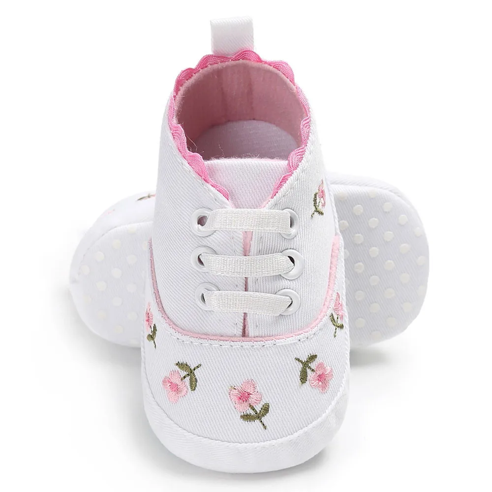 

Baby Girls Shoes Newborn Infant Baby Girls Floral Crib Shoes Soft Sole Anti-slip Sneakers Canvas Newborn Shoes @39 #39